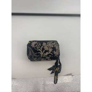 VERA BRADLEY Baroque Wristlet Wallet Zip Around I.D./card holder Black yellow